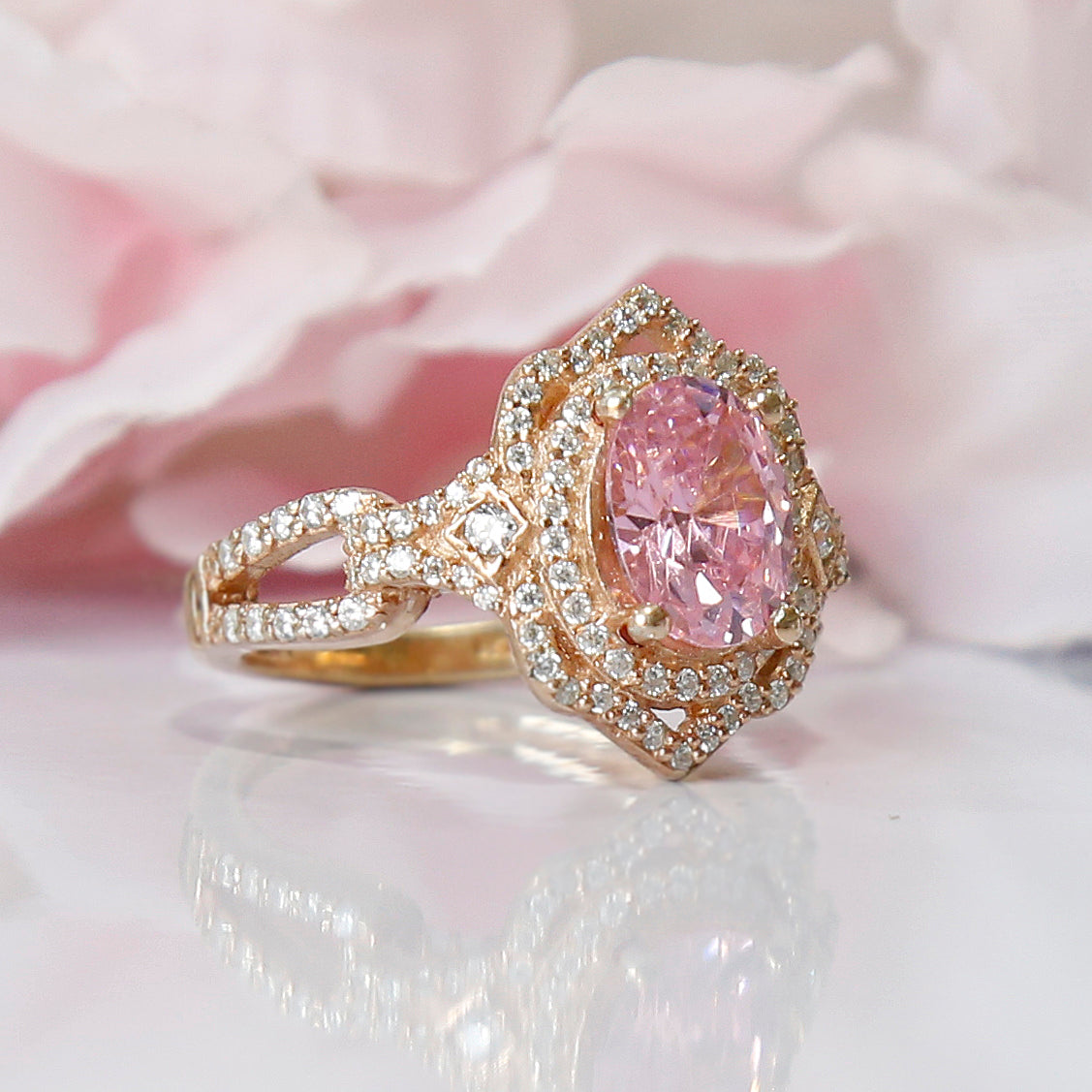 Stunning Pink Sapphire Diamond Engagement Ring