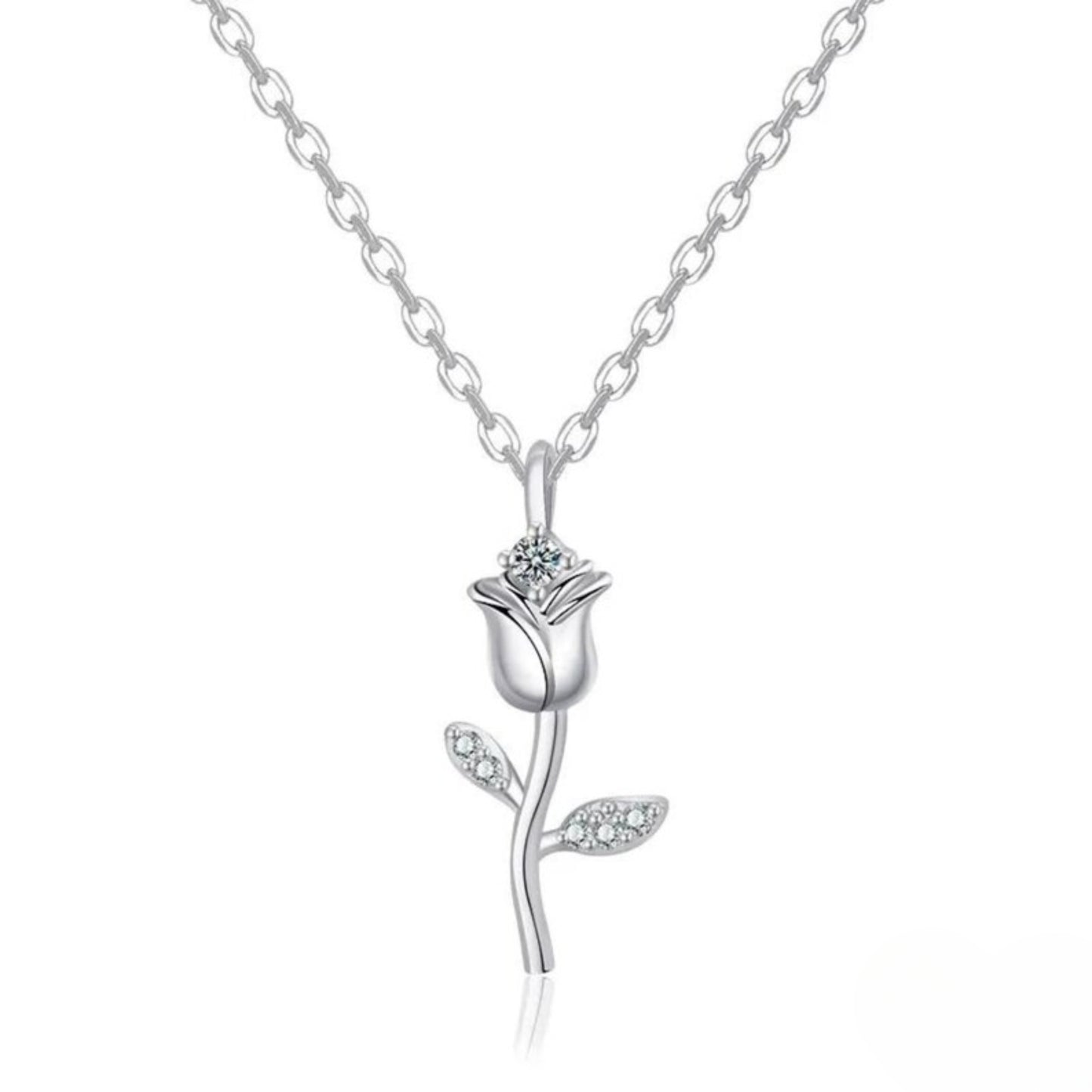 Enchanted Rose Charm Necklace - Belle Rose Gold Flower Jar Inspired Jewelry - Minimalist Flower Necklace - Bridal Shower Bridesmaid Gift