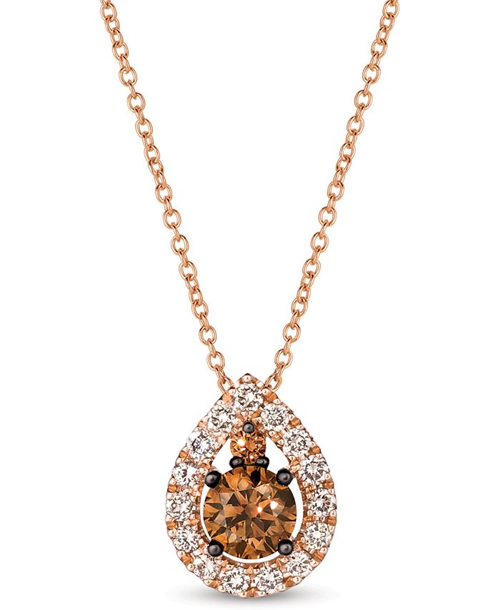 Brown Diamond Jewelry Set in 14k Rose Gold Vermeil Anniversary Special Gift For Her