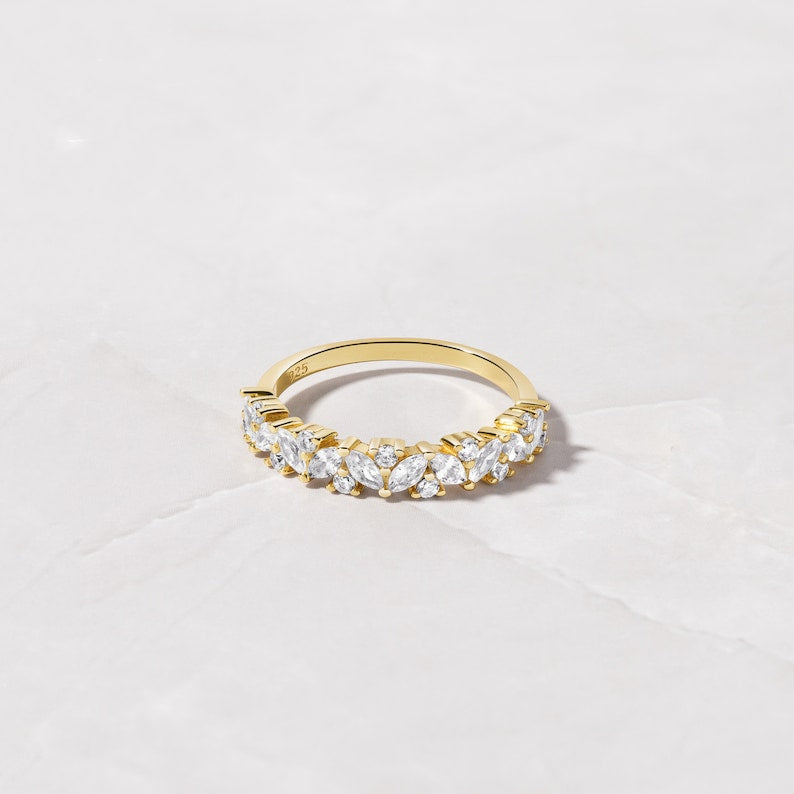 Multi Stone Promise Ring - Stacking Ring in Sterling Silver
