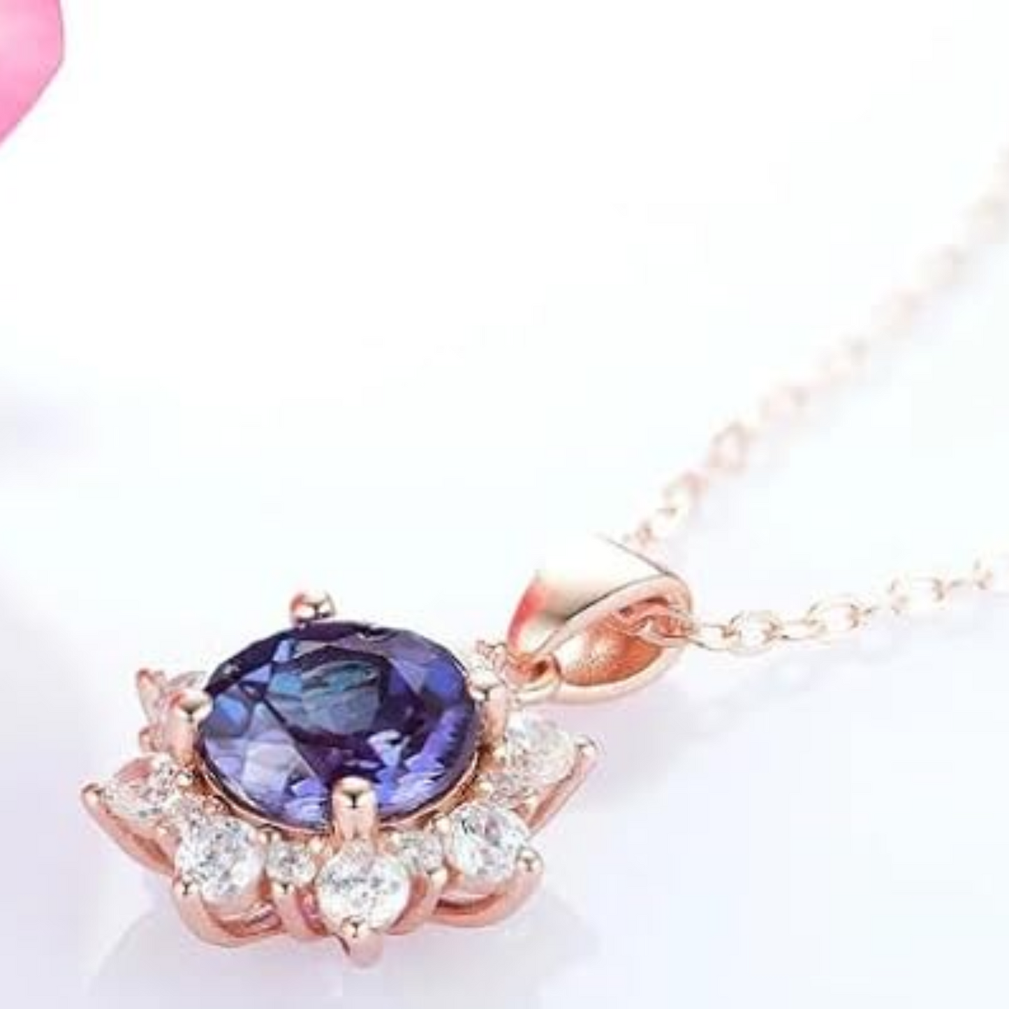 Snowflake Alexandrite Necklace- 14K Rose Gold Vermeil Necklace - Color Changing Gemstone - June Birthstone - Anniversary Gift