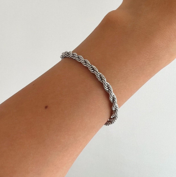 Silver Rope Chain Bracelet- Stainless Steel- Thin Silver Bracelet- Unisex Jewelry- Gift Bracelets for Women Men- Silver Jewelry Basics