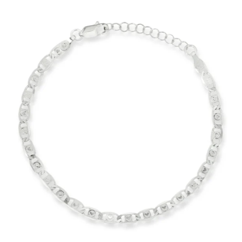 Valentino Bracelet- Mens Bracelet With Love Heart Engraving- Adjustable Silver Link Bracelet Chain- Heart Chain Bracelet