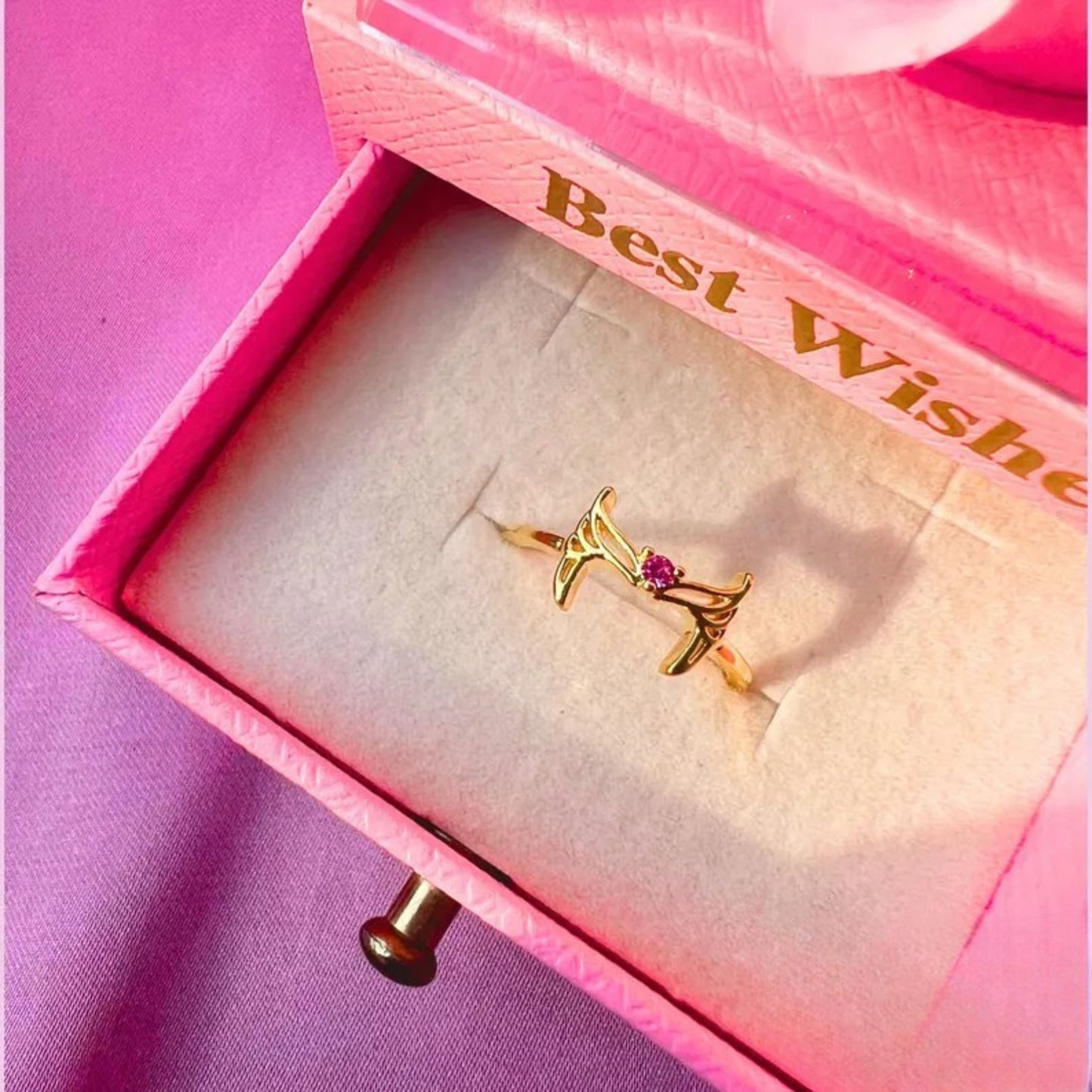 Red Heart Necklace - Witch Crown Inspired Necklace in 14k Yellow Gold Vermeil - Witch Ring - Christmas Gift for Her - Magical Jewelry