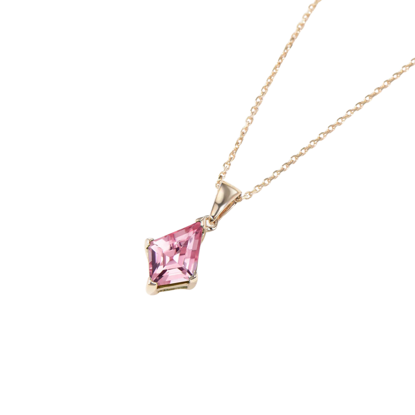 Kite Pink Sapphire Necklace in 14K Rose Gold Finish - Pink Sapphire Pendant