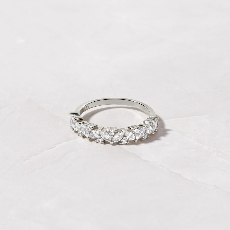Multi Stone Promise Ring - Stacking Ring in Sterling Silver