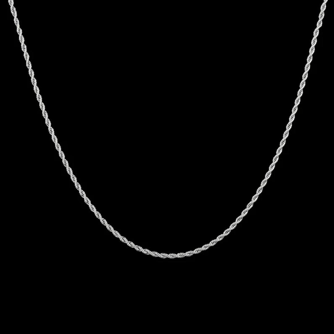 Silver 2mm Thin Rope Chain Necklace - Twisted Rope Chain For Men - Chain Necklace Men Jewelry