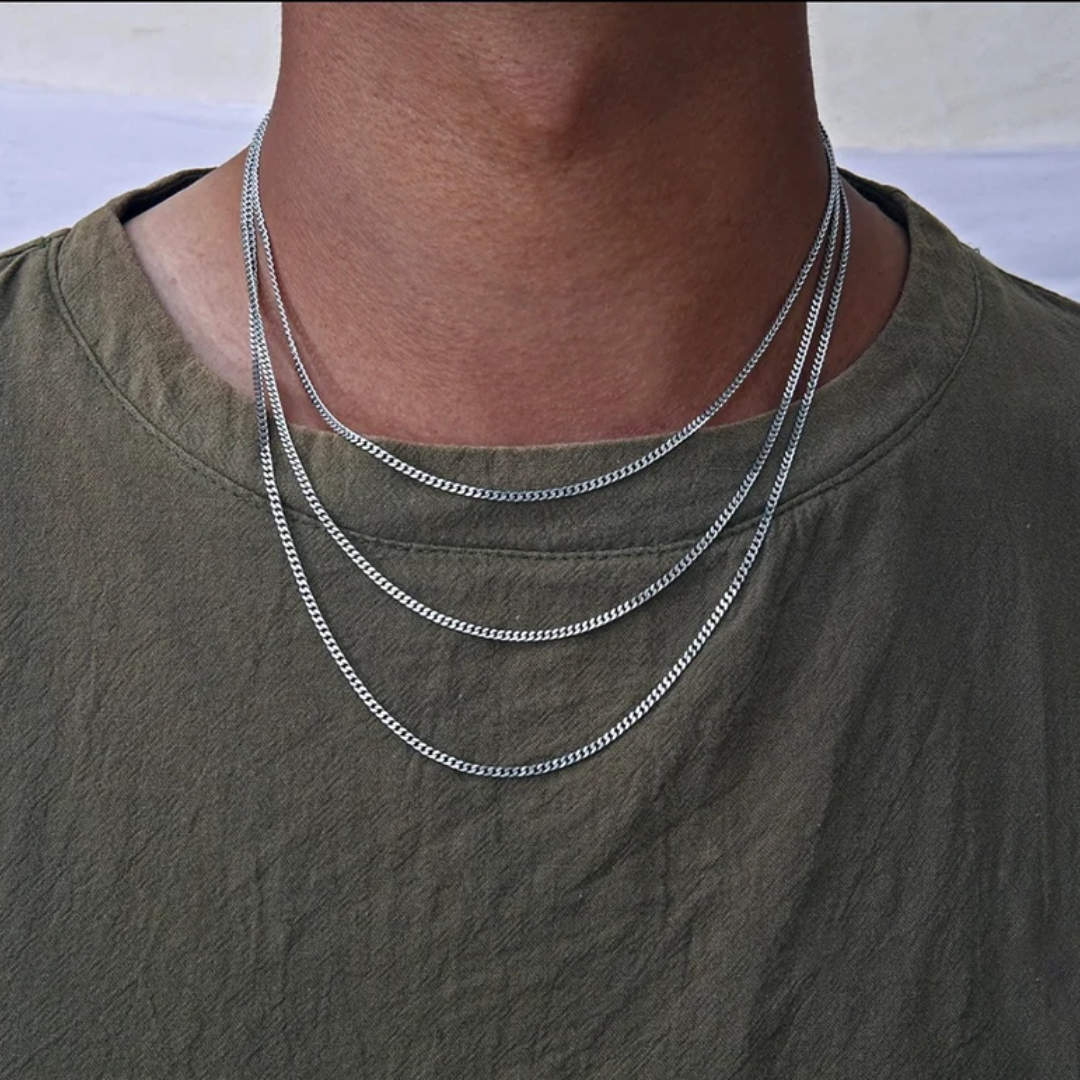 Thin 2mm Silver Cuban Chain Necklace - Chains For Men - Stainless Steel Chain Necklace