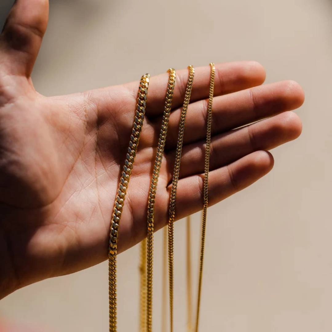 18k Yellow Gold Plated Cuban Link Chain - Mens Gold Chains - Valentine's day Gifts For Men - Mens Necklace
