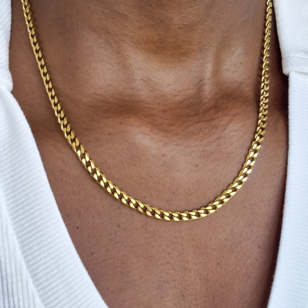 Womens chunky curb necklace chain - 18k gold Finish Statement necklace - cuban chain for women