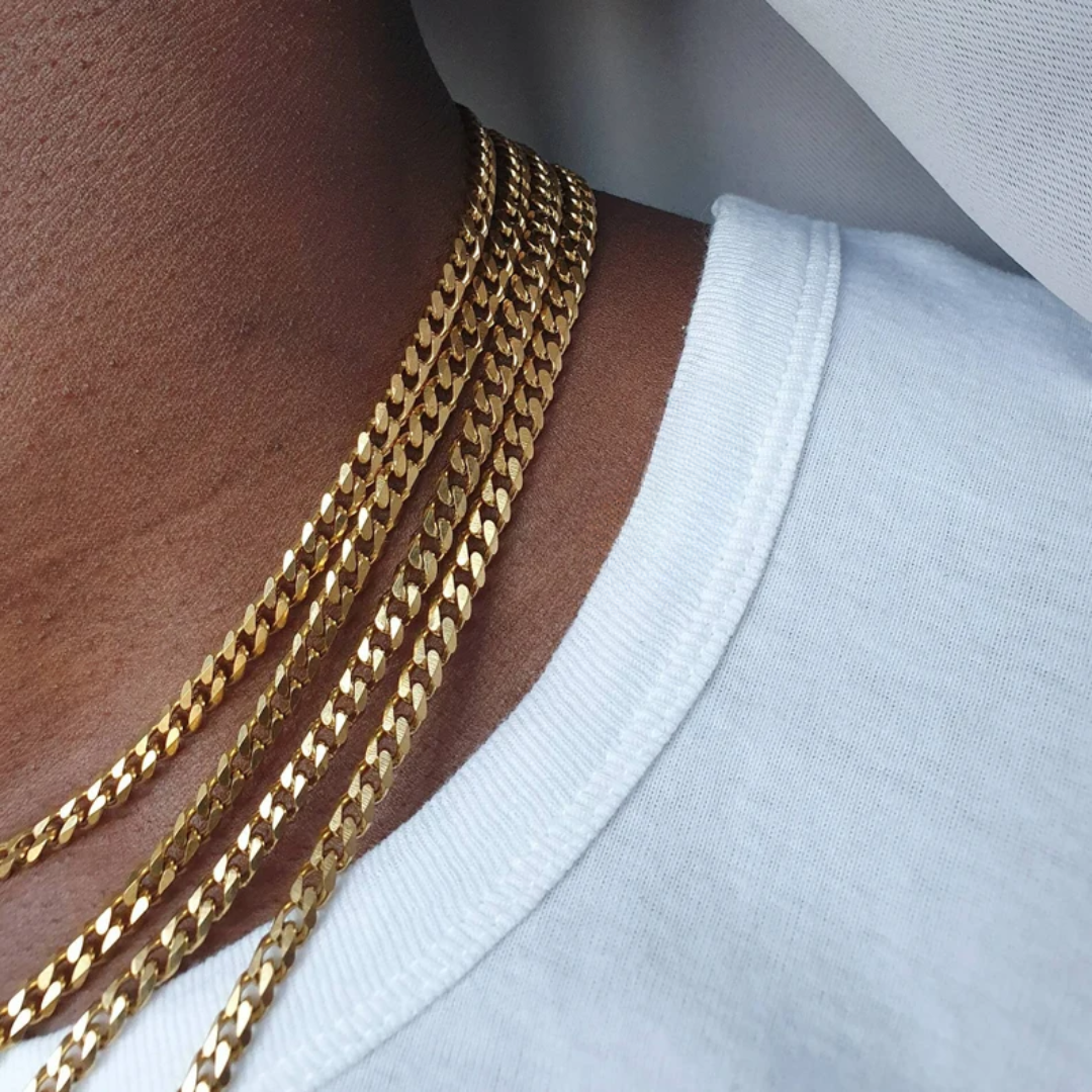 Womens chunky curb necklace chain - 18k gold Finish Statement necklace - cuban chain for women