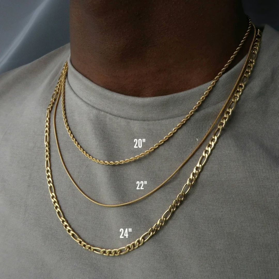 Layered Chain Necklace set for men - 18K Gold Finish Figaro Necklace - rope Chain For Man - birthday Gift For boyfriend