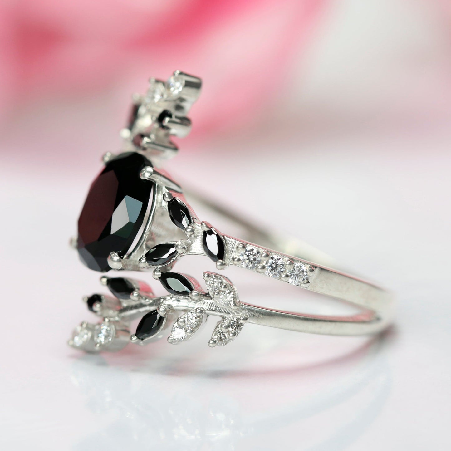 Natural Spinel Engagement Ring - August Birthstone Ring For Woman - 925 Sterling Silver Promise Ring