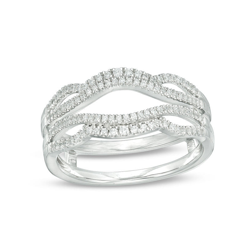 1/4 CT. T.W. Diamond Wavy Split Shank Ring Solitaire Enhancer in 925 Sterling Silver
