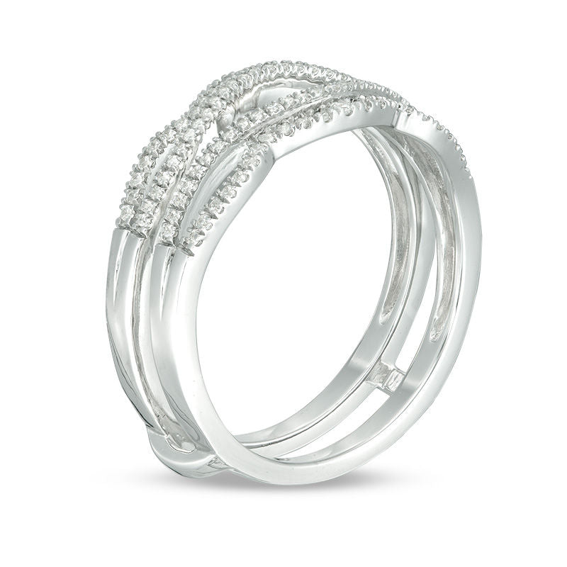 1/4 CT. T.W. Diamond Wavy Split Shank Ring Solitaire Enhancer in 925 Sterling Silver