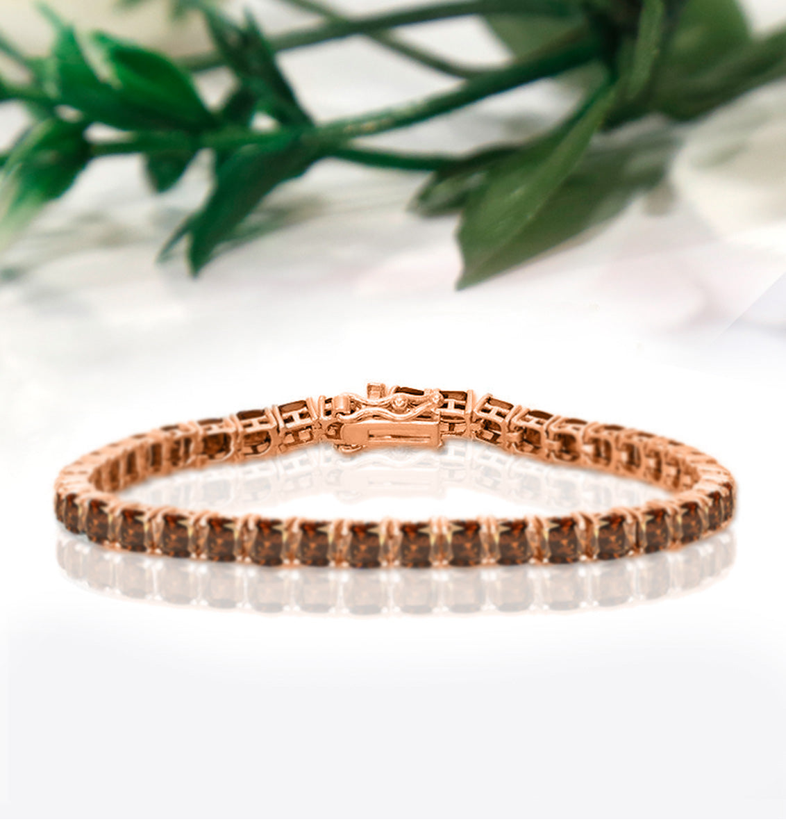 3mm Brown Diamond Tennis Bracelet in 14K Rose Gold Finish