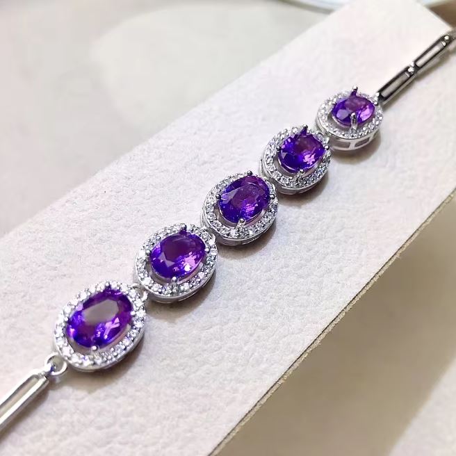 Amethyst Bracelet For Woman in 925 Sterling Silver February Birthstone Bracelet