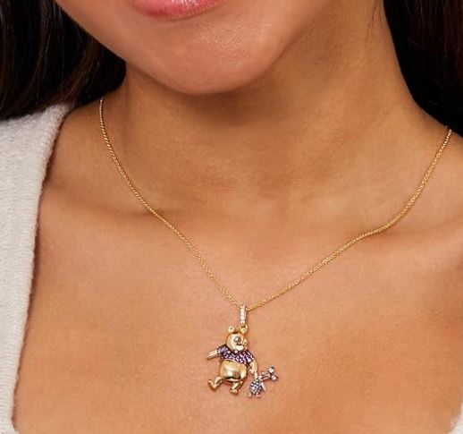 Disney Winnie the Pooh Necklace 18" Gold Plated Necklace Gifts for Womens