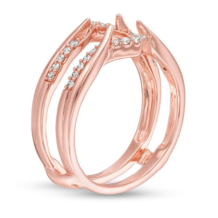 1/5 CT Diamond Wedding Wrap Ring Enhancer 18K Rose Gold Vermeil