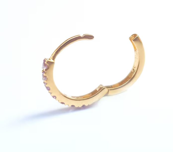 Blue Sapphire Huggie Hoop Earrings in Gold Plated - 925 Silver - Gift For Her