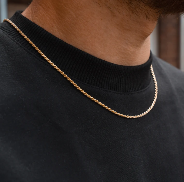 Silver Rope Chain Mens 2.5mm Rope Chain Necklace 925 Sterling Silver Chain For Men