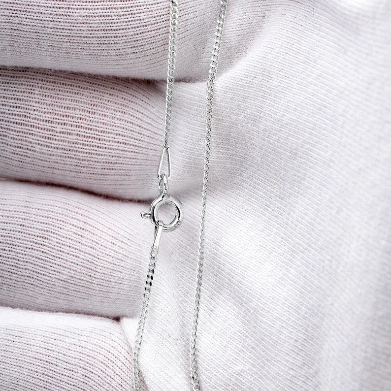 1.2mm curb chain necklace Sterling silver in High Quality everyday piece of jewelry Great as a gift.
