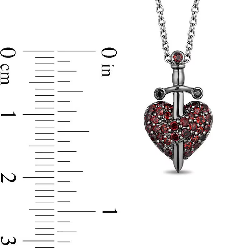 Garnet & Black Diamond Evil Queen Pendant Necklace in 925 Sterling Silver - Christmas Gifts For Mom