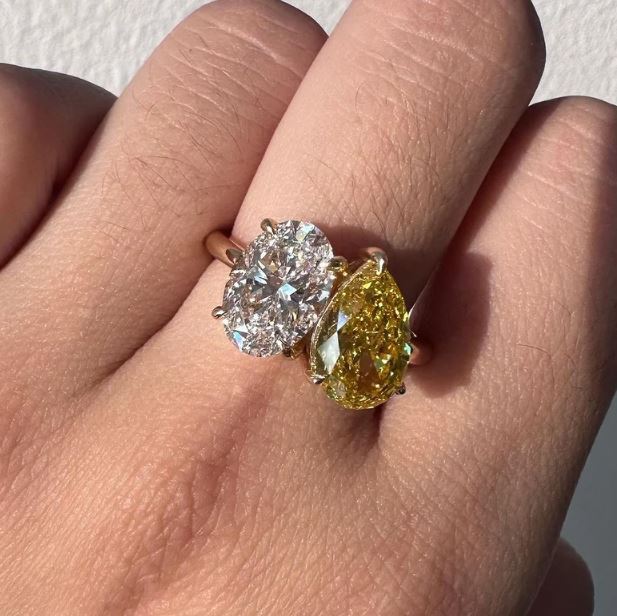 Yellow Topaz & Diamond Toi Et Moi Wedding Ring in 14K Rose Gold Finish - Anniversary Gift Ring