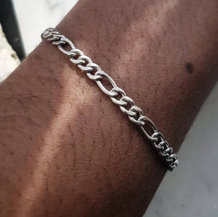 Figaro Chain Bracelet- Mens Stainless Steel Bracelet- Silver Figaro Chain Bracelet for Men- Gift for Him
