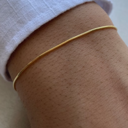 Unisex Snake Chain Bracelet- Simple Thin Gold-Silver-Rose Gold Herringbone Chain- Dainty Bracelet