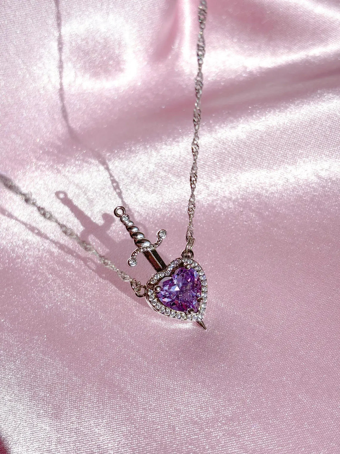 Princess Heart Sword Necklace - Snow White and Huntsman Necklace in 925 Sterling Silver Special For Valentines Day Gift