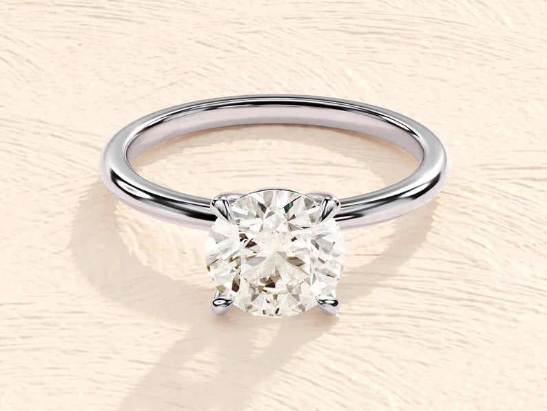 1, 1.5, 2 CT Moissanite Engagement Rings in 14k Solid Gold Round Engagement Ring - Moisssanite Ring Gift For Her