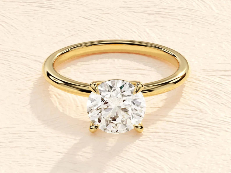 1, 1.5, 2 CT Moissanite Engagement Rings in 14k Solid Gold Round Engagement Ring - Moisssanite Ring Gift For Her