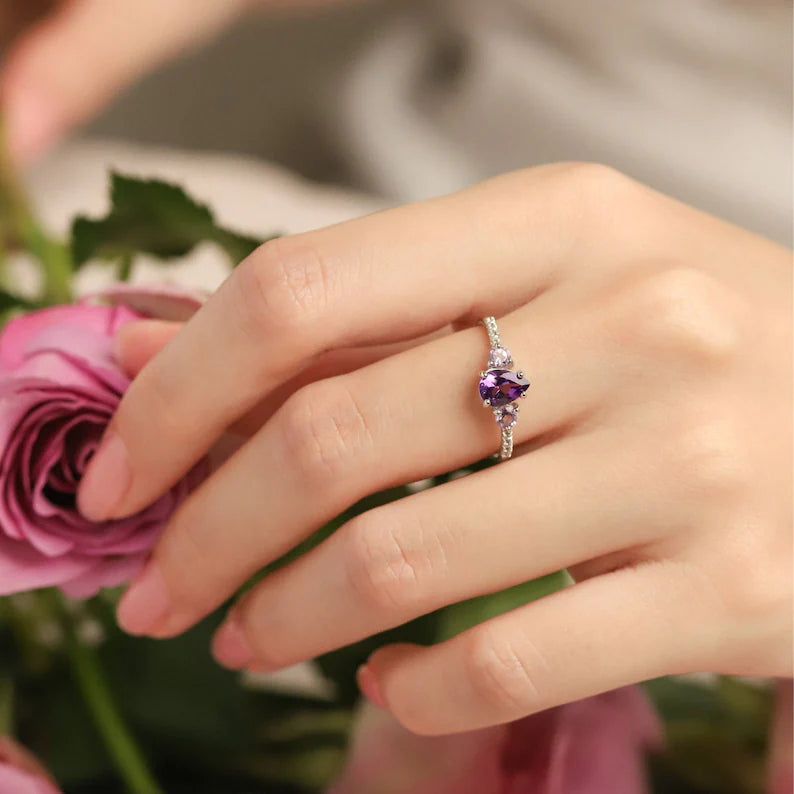 Lavender Amethyst Statement Ring in 925 Sterling Silver February Birthstone Ring Gift For Her