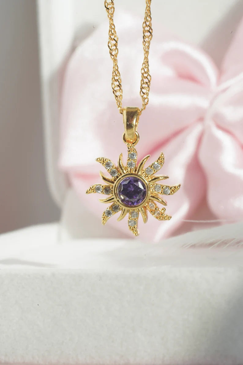 Rapunzel Sunflower Necklace in 14k Yellow Gold Vermeil on 925 Sterling Silver - Special Gift For Womens
