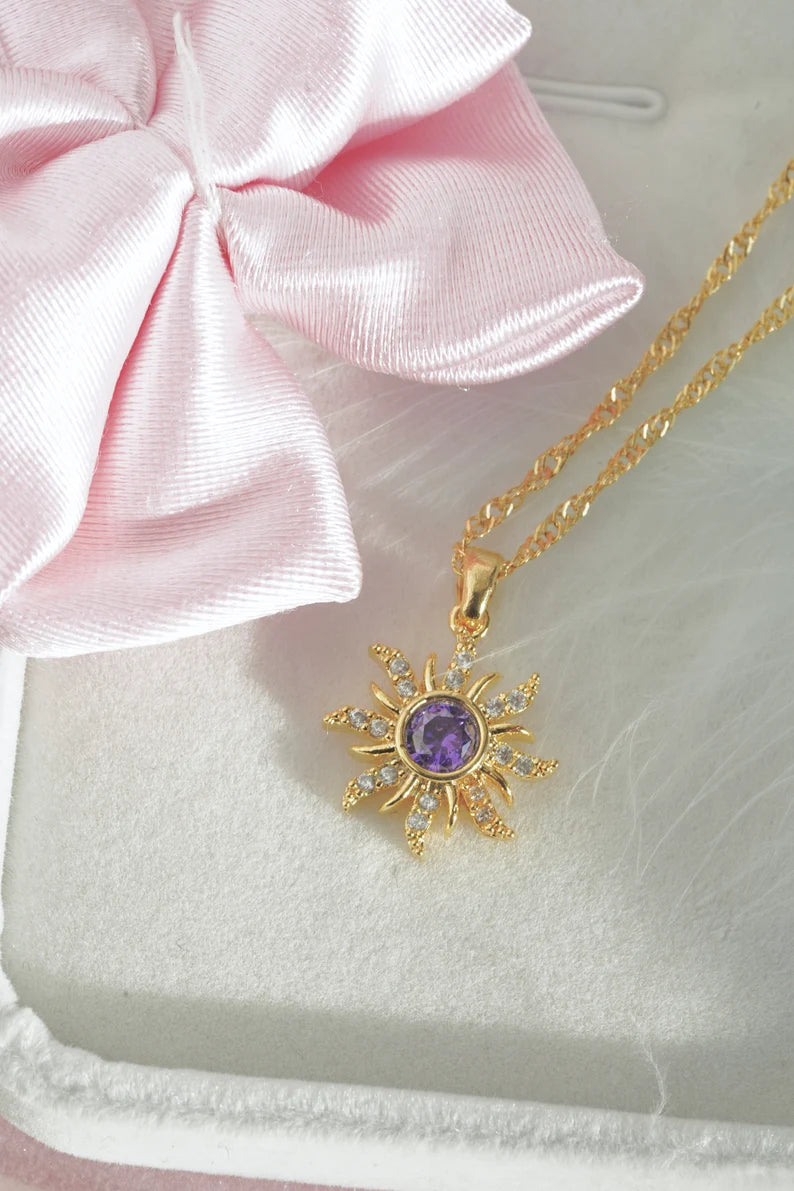 Rapunzel Sunflower Necklace in 14k Yellow Gold Vermeil on 925 Sterling Silver - Special Gift For Womens