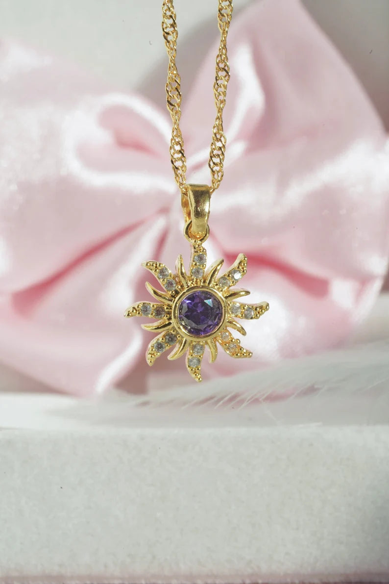 Rapunzel Sunflower Necklace in 14k Yellow Gold Vermeil on 925 Sterling Silver - Special Gift For Womens