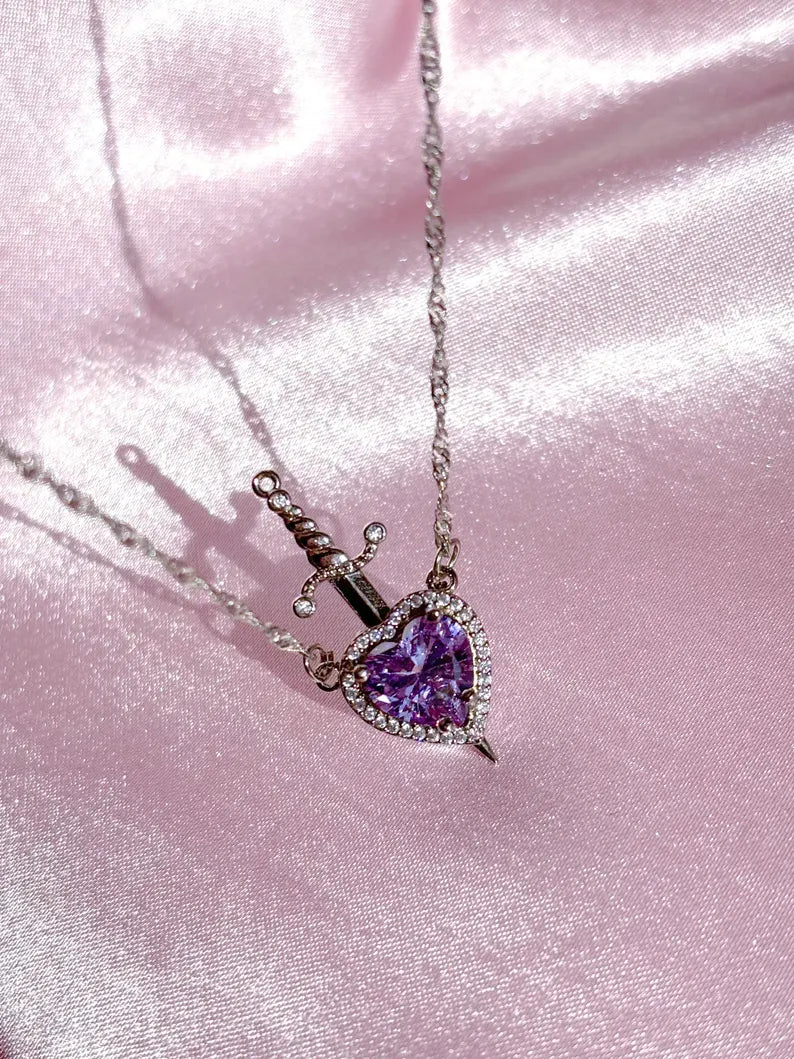 Princess Heart Sword Necklace - Snow White and Huntsman Necklace in 925 Sterling Silver Special For Valentines Day Gift