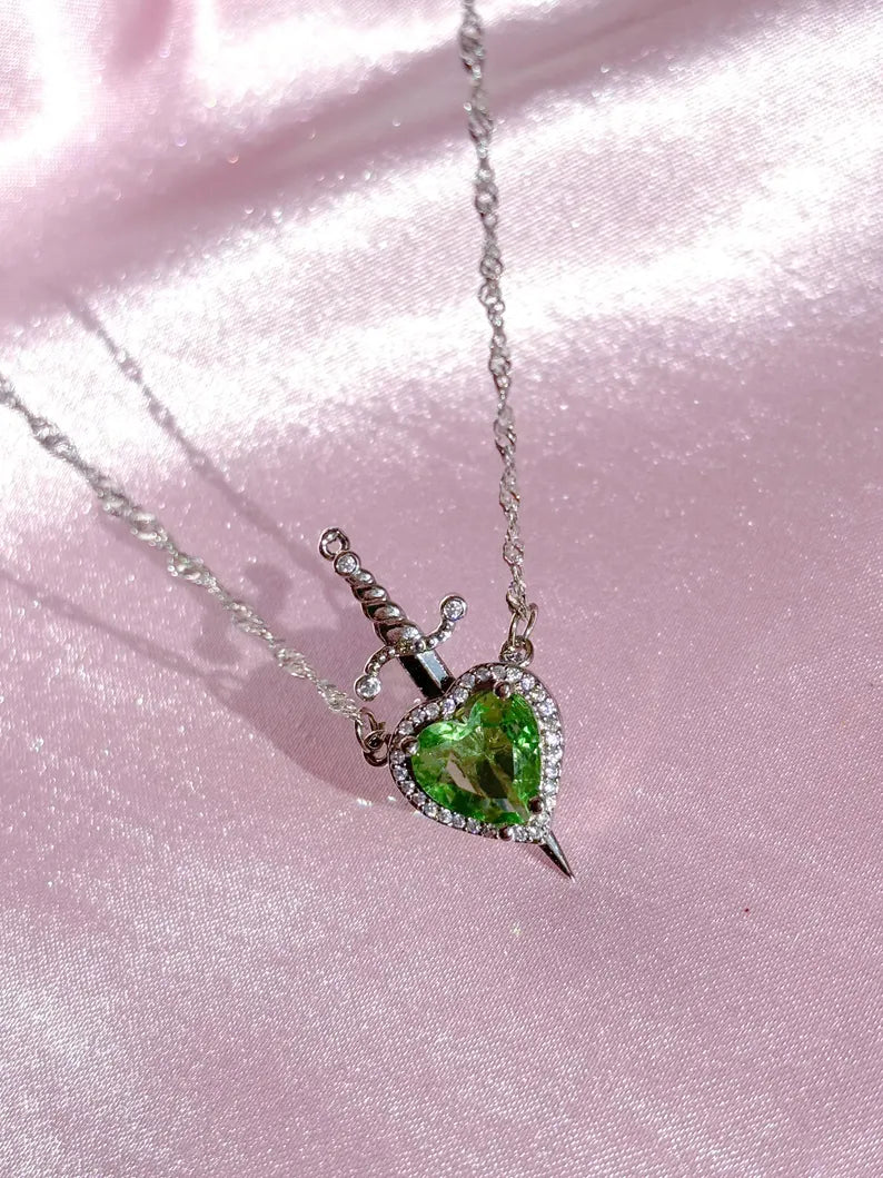Princess Heart Sword Necklace - Snow White and Huntsman Necklace in 925 Sterling Silver Special For Valentines Day Gift