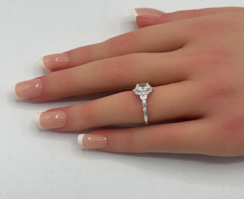 1.20 Carat Oval Art Deco Wedding Engagement Ring Diamond Simulate Accent Vintage 925 Sterling Silver Bridal Ring Choose Your Color Stone