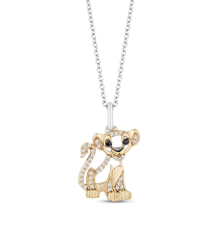 1/15 Ct The Lion King Simba Diamond Necklace in 925 Sterling Silver - Cute Jewelry Gift For Her