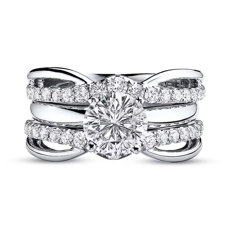 LEO Ring Enhancer 0.50Ct Diamond Wrap Ring Jacket in 925 Sterling Silver