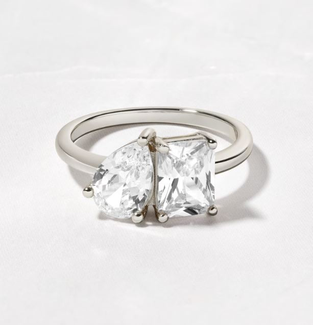 Mother & Daughter Birthstone Ring in 14K Yellow Gold Finish - Two Stone Ring - Gift for Her