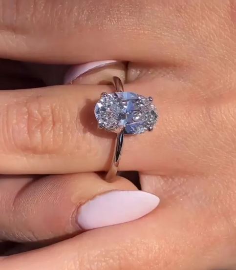 Vintage Hidden Halo 3 CT Oval Cut Diamond Engagement Ring in Sterling Silver - Anniversary Ring for Gift