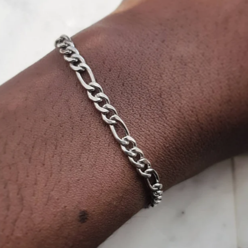 Figaro Chain Bracelet- Mens Stainless Steel Bracelet- Silver Figaro Chain Bracelet for Men- Gift for Him