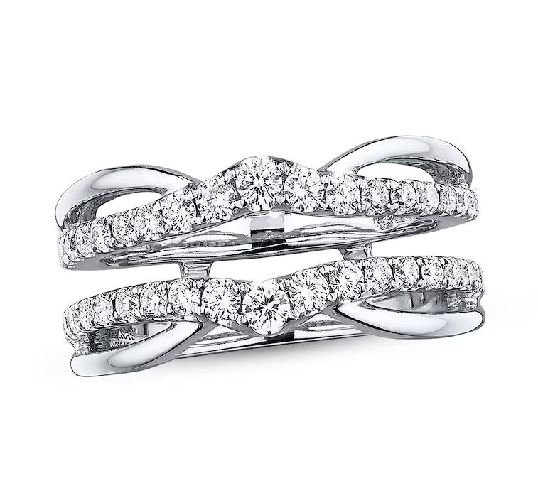 LEO Ring Enhancer 0.50Ct Diamond Wrap Ring Jacket in 925 Sterling Silver