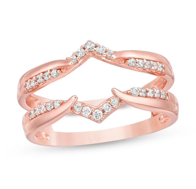1/5 CT Diamond Wedding Wrap Ring Enhancer 18K Rose Gold Vermeil