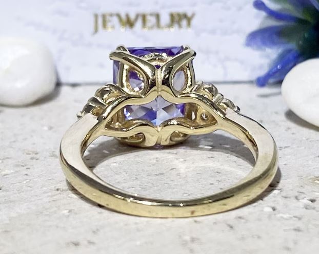 Lavender Amethyst Engagement Ring in 14k Yellow Gold Vermeil - Statement Ring - Cocktail Ring