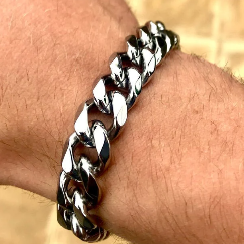 Silver Cuban Bracelet- Silver Bracelet Men- Mens Bracelet Heavy Link- Thick Silver Bracelet- Mens Jewelry- Statement Chain