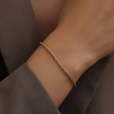 Gold Bracelets for Women- Dainty Bracelet Rope Chain- Thin Gold Bracelet Chains for Her- Thin Gold Bracelet Gifts-
